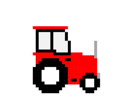 Pixel tractor image. Vector illustration of a cross stitch pattern.のイラスト素材