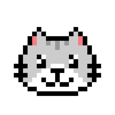 Pixel cat image. Vector Illustration of pixel art.のイラスト素材
