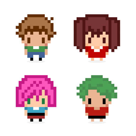 Pixel image of game avatar character. vector illustrationのイラスト素材