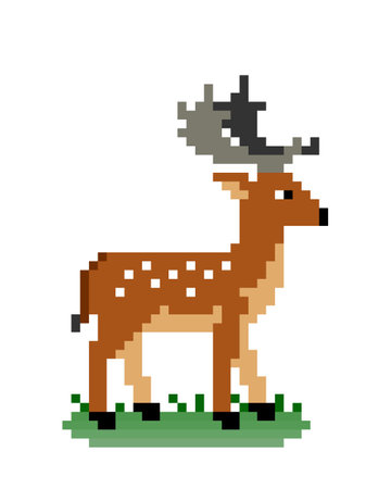 pixel image of deer .cross stitch pattern vector illustration.のイラスト素材