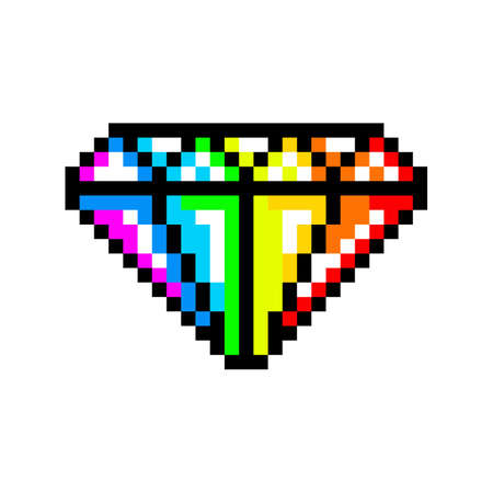 Pixel diamond image. Vector Illustration of pixel art.のイラスト素材
