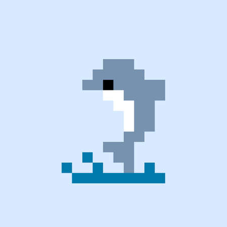 Pixel dolphin image. Vector illustration of cross stitch pattern.のイラスト素材