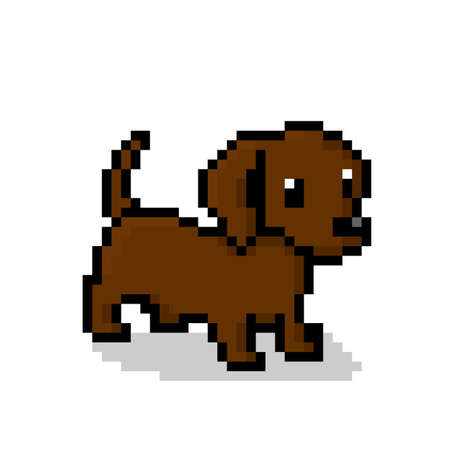 Pixel dog image. cross stitch pattern vector illustration.のイラスト素材