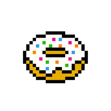 Pixel donut image. Vector illustration of cross stitch pattern.のイラスト素材