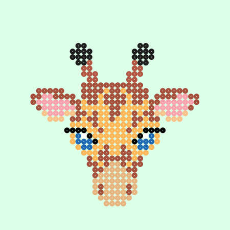 giraffe image pixels, for bead games. Vector illustration of cross stitch pattern.のイラスト素材