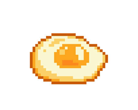 Pixel egg yolk image. sunny side up. Vector illustration of cross stitch pattern and 8 bit game.のイラスト素材