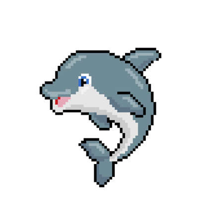 Pixel dolphin image. Vector Illustration.のイラスト素材