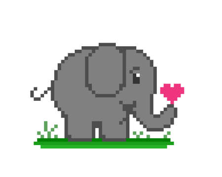 Pixel elephant image. Vector illustration.のイラスト素材