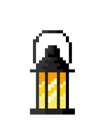 lantern pixel image. cross stitch pattern vector illustration.のイラスト素材