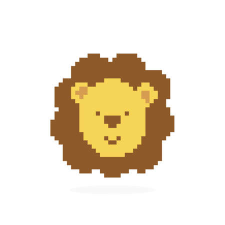 Pixel lion head image. vector illustration.のイラスト素材