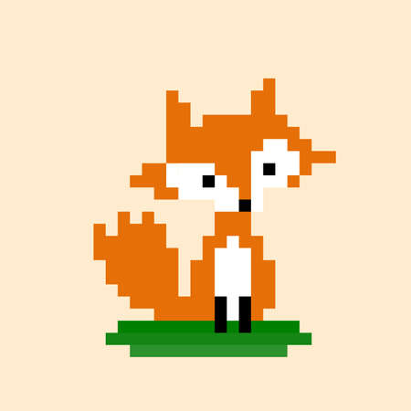 fox pixel image. Vector illustration of cross stitch and t-shirt pattern.のイラスト素材