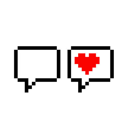 Speech bubble pixels with love images. Vector Illustration.のイラスト素材