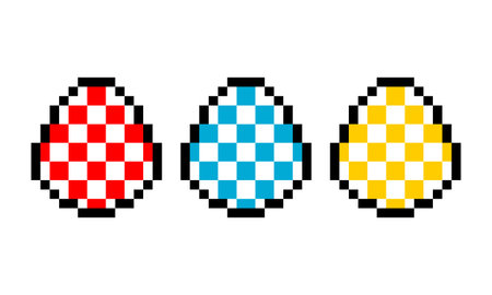 Pixel egg set image. Vector Illustration of pixel art.のイラスト素材