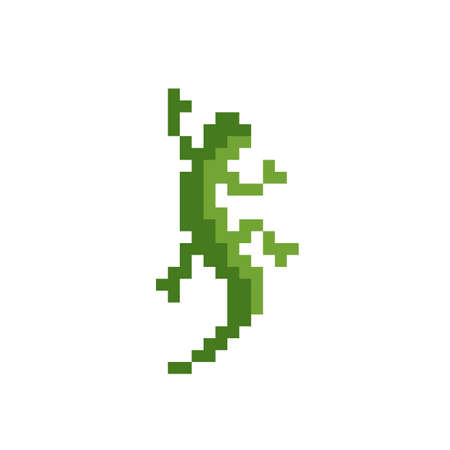 gecko pixel image. Pixel art vector illustration.のイラスト素材