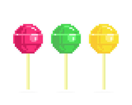 Pixel lollipop image. Vector illustration for cross stitch and crochet pattern.のイラスト素材