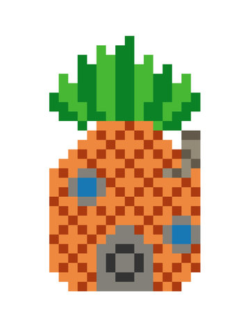 Image of pixel pineapple house. Pixel art vector illustration.のイラスト素材
