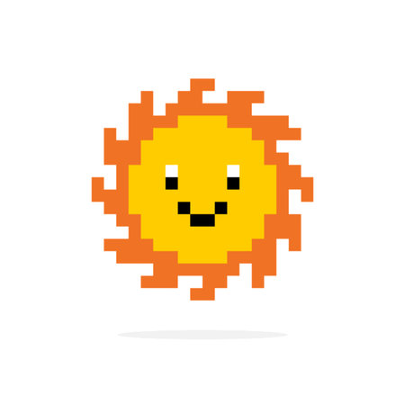 Pixel sun image. Sun pattern for cross stitch and mosaic tile. vector illustration.