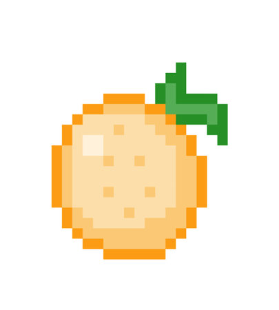 Orange fruit pixel image. Vector illustration of cross stitch pattern.のイラスト素材