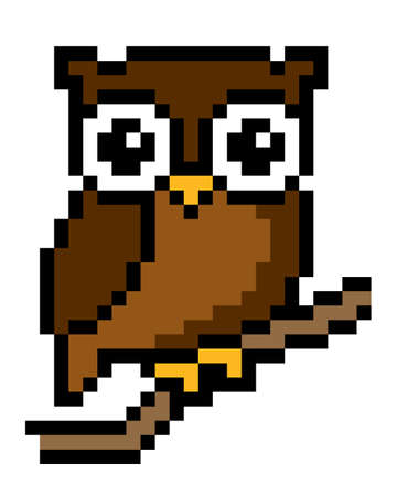 Owl pattern. Pixel owl image. Vector Illustration of pixel art.のイラスト素材