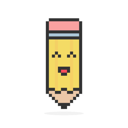 Pixel pencil character image. Vector illustration of cross stitch pattern.