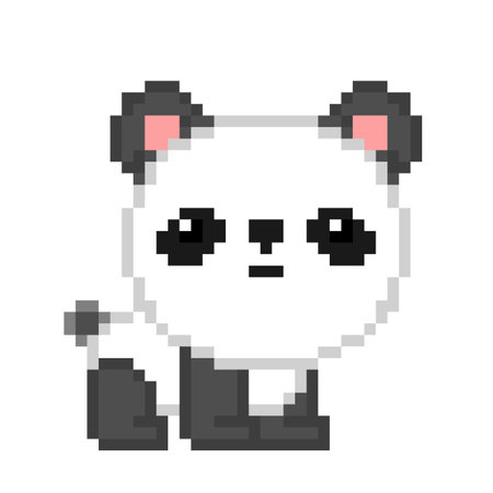 Pixel panda image. Vector Illustration of pixel art.のイラスト素材
