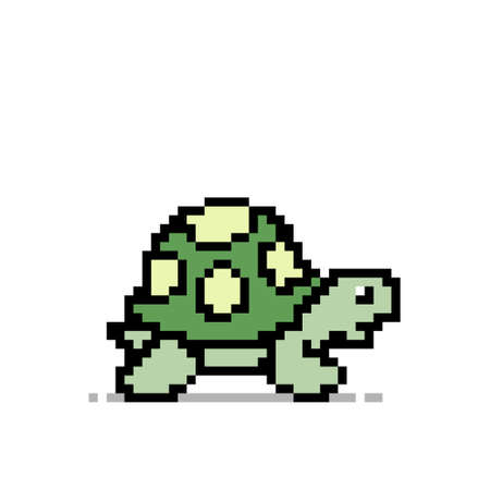 Pixel turtle for 8 bit games. cross stitch pattern vector illustration.のイラスト素材