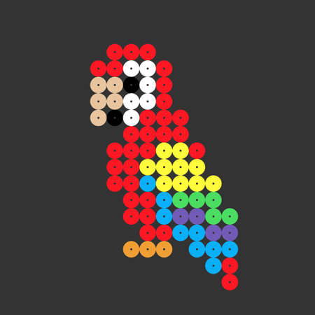 Parrot dots pattern. Vector illustration of pixel art.のイラスト素材