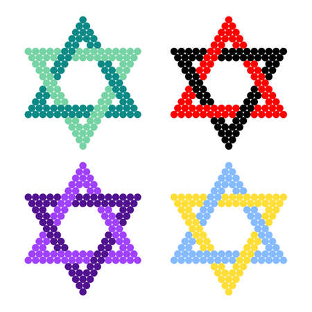 Pixel star logo set icon. dots for pattern and toys. Vector Illustration of pixel art.のイラスト素材