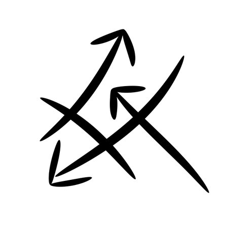 Arrows. Hand drawn set elements, for concept design. doodle abstract isolated on white background . vector illustration.のイラスト素材