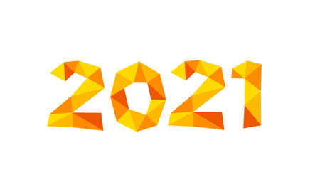Happy New Year 2021 text design. Brochure design template, card, banner. Vector illustration. Isolated on black background.のイラスト素材