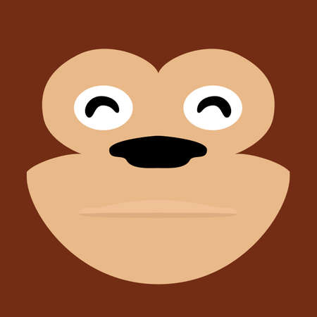 Monkey face cartoon. simple cute animal face t-shirt design for kids. Vector illustration.のイラスト素材