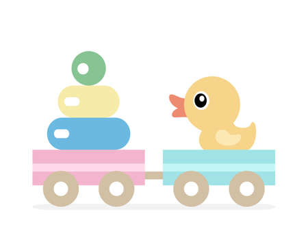 baby toy icon. Train icon vector illustration with toy duck.のイラスト素材