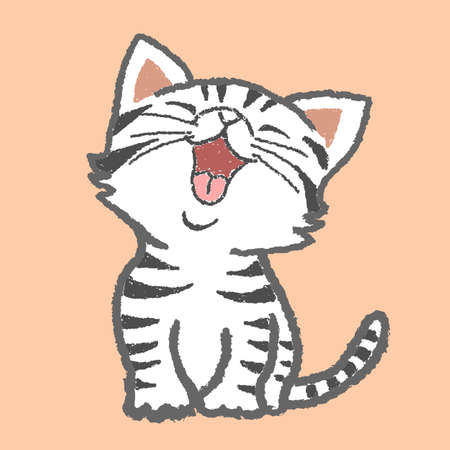 Cute little cat. White cat cartoon for kids web and t-shirt design. Vector illustration.のイラスト素材