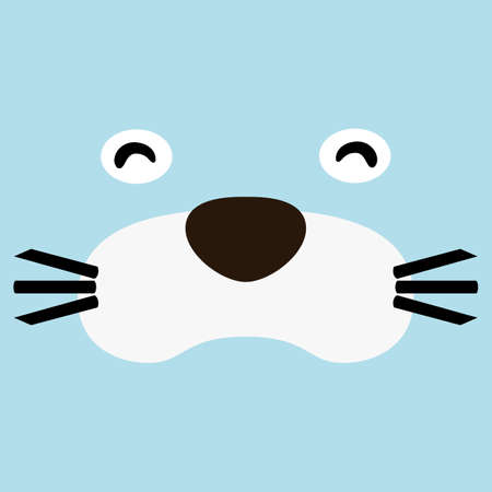 white sea lion cartoon face. simple cute animal face t-shirt design for kids. Vector illustration.のイラスト素材