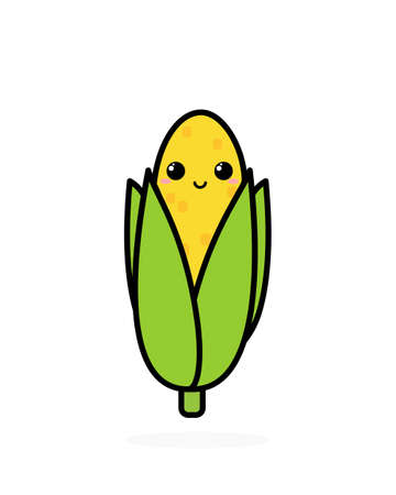 corn icon.  Vector illustration of a vegetable sticker.のイラスト素材