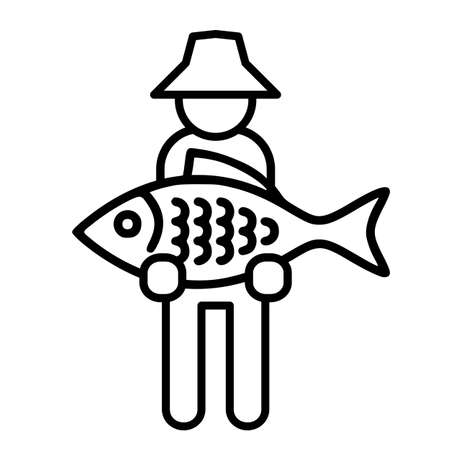 Tournament fishing icon. Get big fish icon glyph style design on white backgroundのイラスト素材