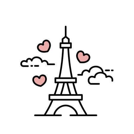 eiffel tower icon image. in love eiffel vector illustration.のイラスト素材