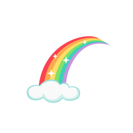 Rainbow With Cloud On White Background. Rainbow vector illustrationのイラスト素材