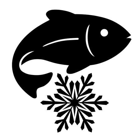 Fresh fish icon vector. Freeze fish icon glyph style design on white backgroundのイラスト素材