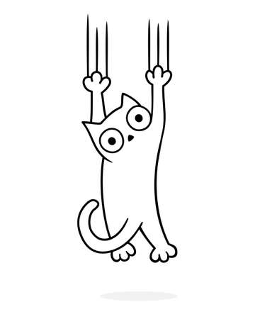 cat is playing. Cat is Hanging with claws. Isolated on white backgroundのイラスト素材