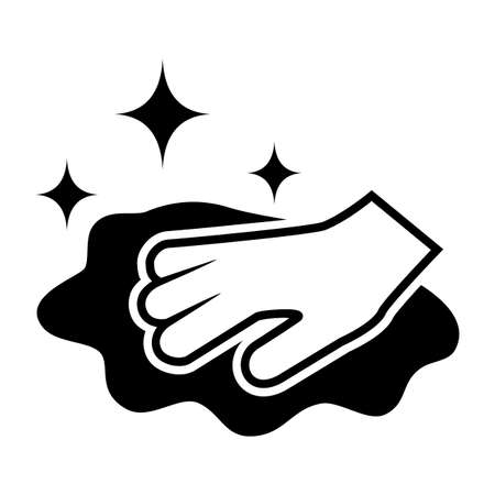 Ceaning up icon with hands, sign cleaning service. vector illustration.のイラスト素材