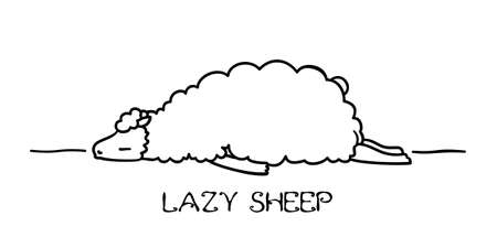 Lazy sheep. Cartoon sheep sketch. Isolated on white backgroundのイラスト素材