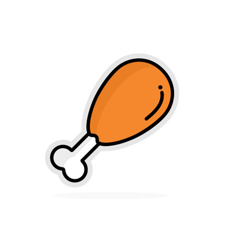 fried chicken icon. fried chicken . Vector illustration of a food sticker.のイラスト素材