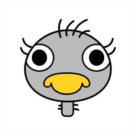 vulture face. Cute Cartoon Animals isolated on a white background. Vector illustration of a vulture's face.のイラスト素材