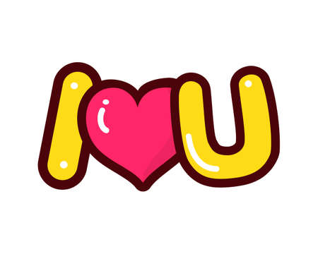 Vector I Love You with heart icon. Declaration of love. White background.のイラスト素材