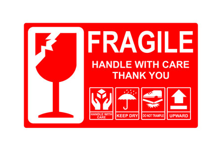 Packaging Label - Fragile- Just Print and Use. Vector illustrationのイラスト素材
