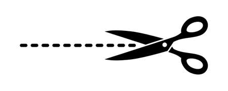 Cut here icon, The scissors icon. Vector Illustration.のイラスト素材