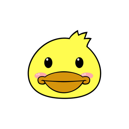 duck face. Cute Cartoon Animals isolated on white background. vector illustration.のイラスト素材