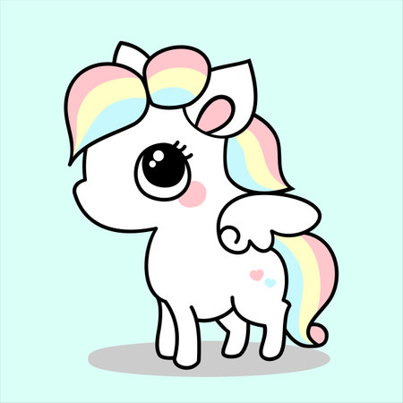 Little pony. cute unicorn icon vector. Colored book. colorful sticker, icon isolated. Cute magic cartoon fantasy animal. Design for children, baby room interior.のイラスト素材
