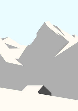 An iceberg landscape view with a house in front of it. Vector illustration background for posters, banners, web, social media, cards, covers.のイラスト素材
